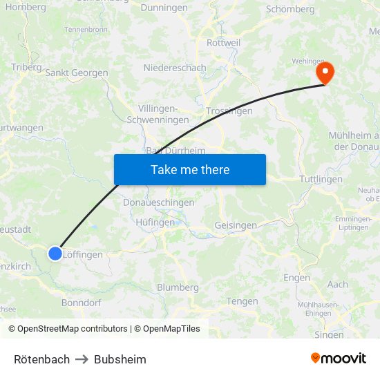 Rötenbach to Bubsheim map