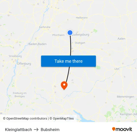 Kleinglattbach to Bubsheim map