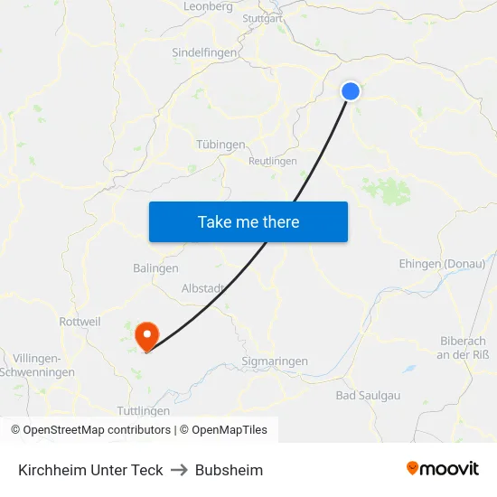 Kirchheim Unter Teck to Bubsheim map