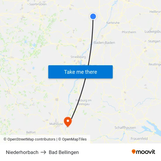Niederhorbach to Bad Bellingen map