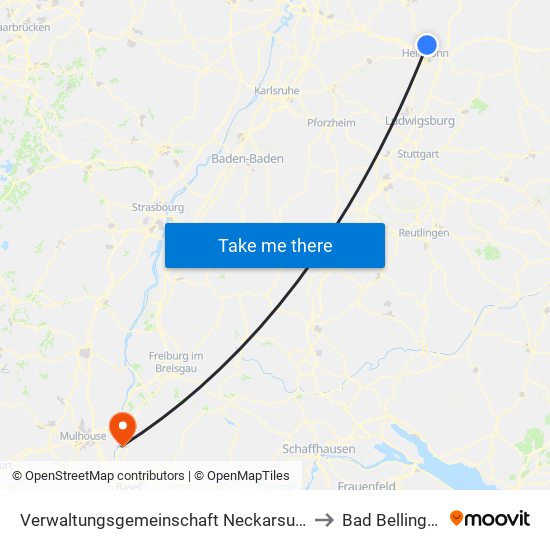 Verwaltungsgemeinschaft Neckarsulm to Bad Bellingen map