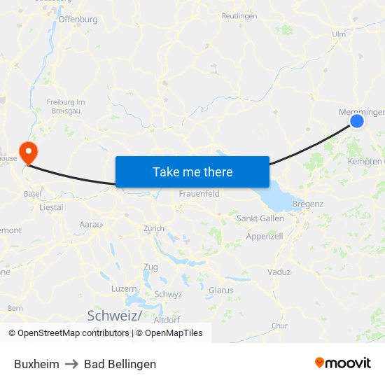 Buxheim to Bad Bellingen map