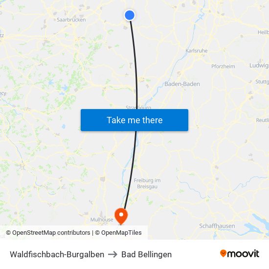 Waldfischbach-Burgalben to Bad Bellingen map