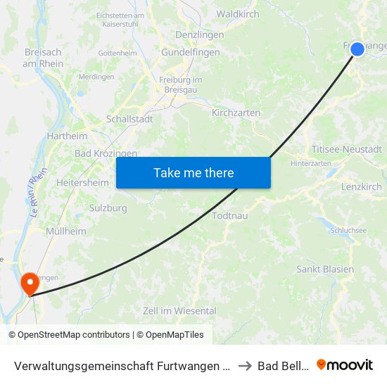 Verwaltungsgemeinschaft Furtwangen Im Schwarzwald to Bad Bellingen map