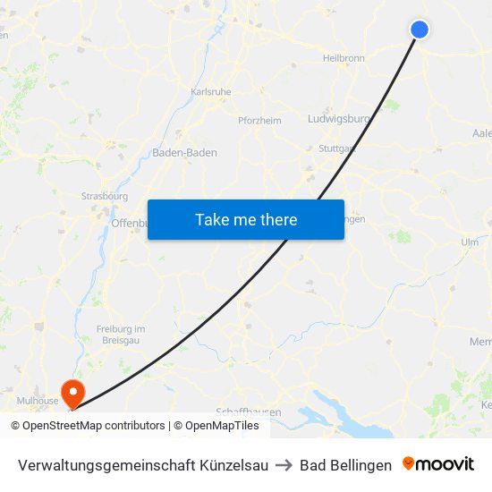 Verwaltungsgemeinschaft Künzelsau to Bad Bellingen map