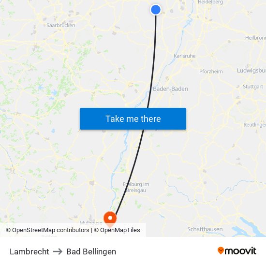 Lambrecht to Bad Bellingen map