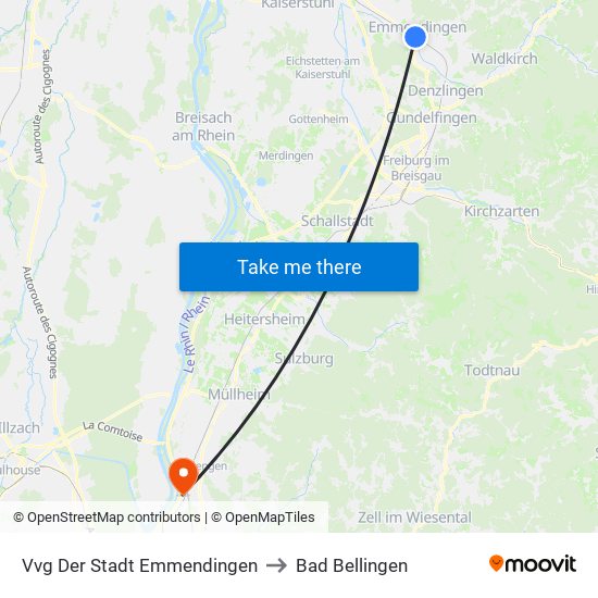 Vvg Der Stadt Emmendingen to Bad Bellingen map