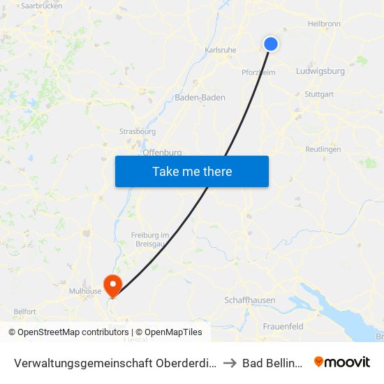 Verwaltungsgemeinschaft Oberderdingen to Bad Bellingen map