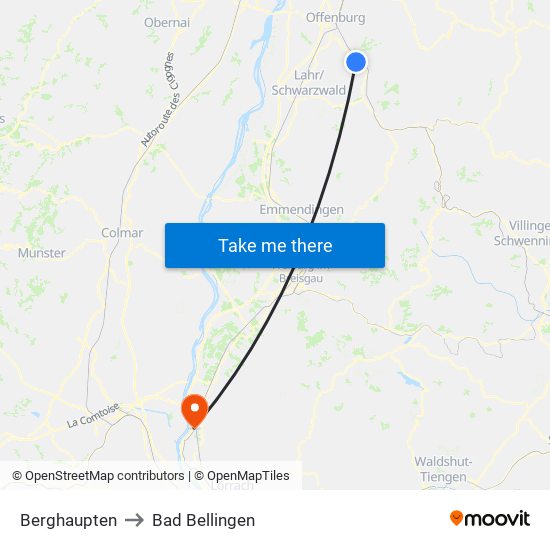 Berghaupten to Bad Bellingen map