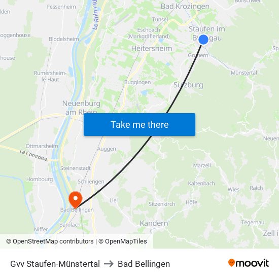 Gvv Staufen-Münstertal to Bad Bellingen map