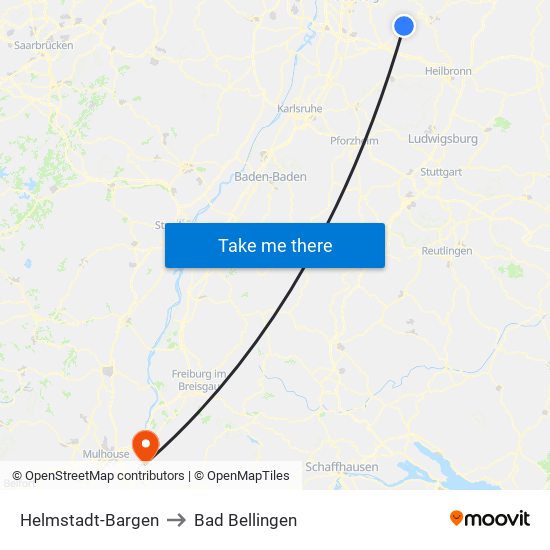 Helmstadt-Bargen to Bad Bellingen map