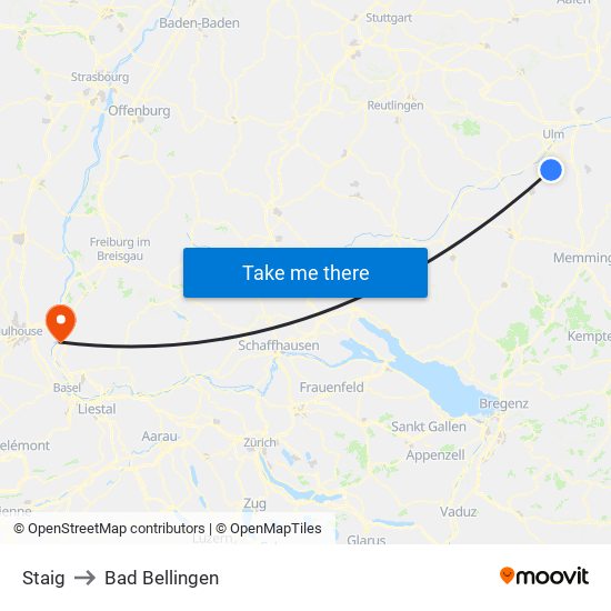 Staig to Bad Bellingen map