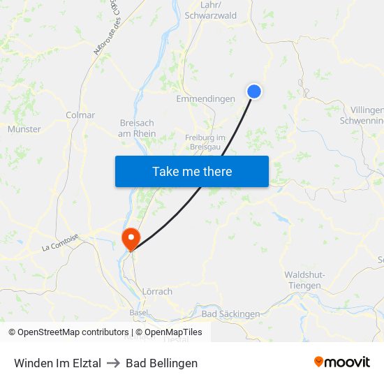 Winden Im Elztal to Bad Bellingen map