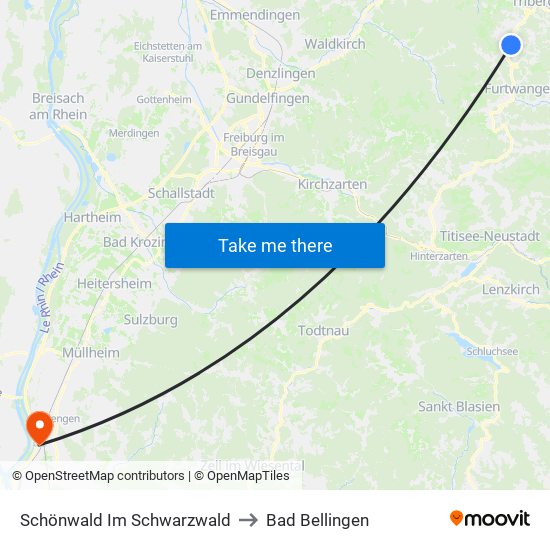Schönwald Im Schwarzwald to Bad Bellingen map