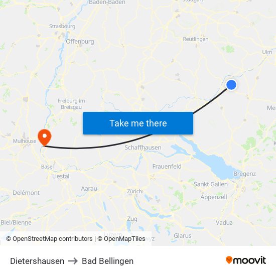 Dietershausen to Bad Bellingen map