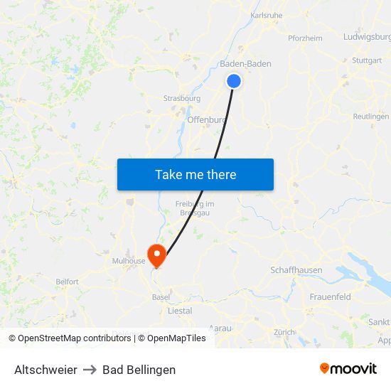Altschweier to Bad Bellingen map