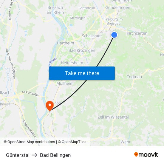 Günterstal to Bad Bellingen map