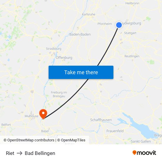 Riet to Bad Bellingen map