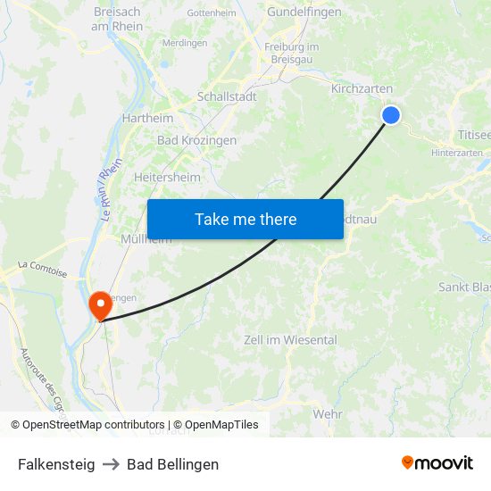 Falkensteig to Bad Bellingen map