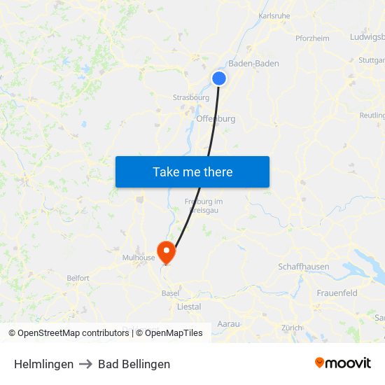 Helmlingen to Bad Bellingen map