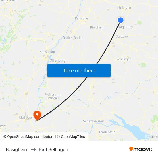 Besigheim to Bad Bellingen map