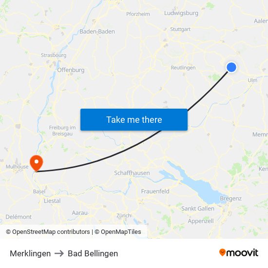 Merklingen to Bad Bellingen map