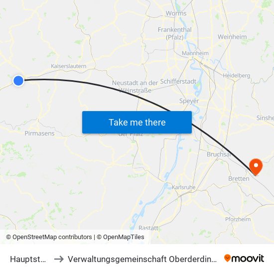 Hauptstuhl to Verwaltungsgemeinschaft Oberderdingen map