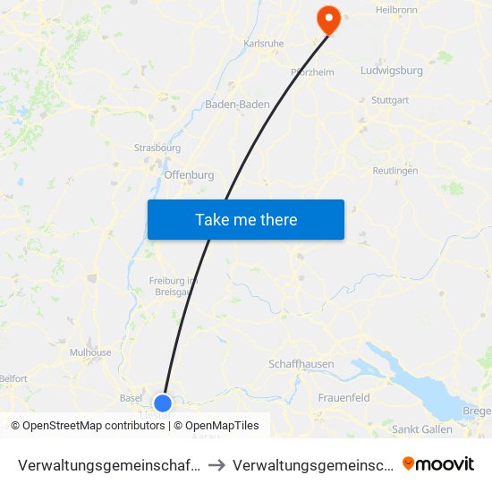 Verwaltungsgemeinschaft Rheinfelden (Baden) to Verwaltungsgemeinschaft Oberderdingen map
