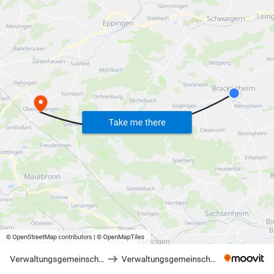 Verwaltungsgemeinschaft Brackenheim to Verwaltungsgemeinschaft Oberderdingen map