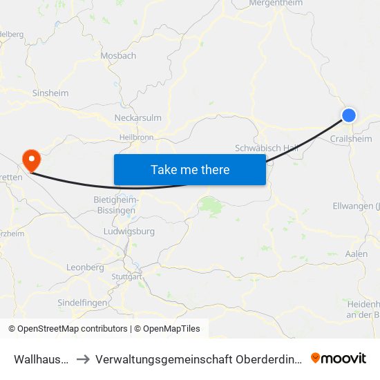 Wallhausen to Verwaltungsgemeinschaft Oberderdingen map