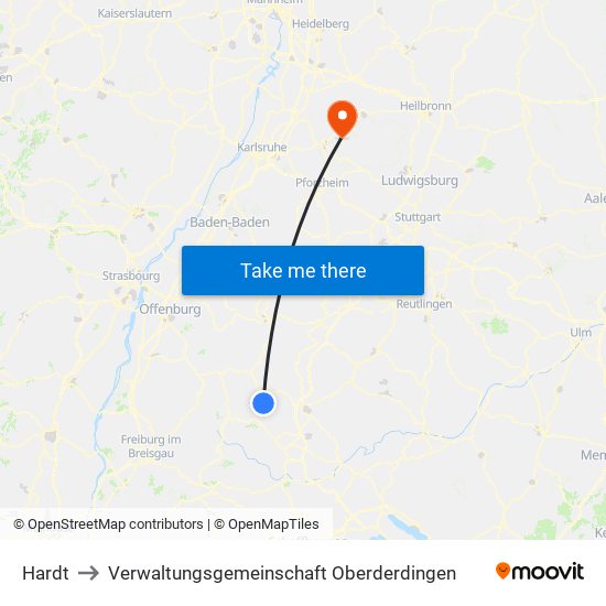 Hardt to Verwaltungsgemeinschaft Oberderdingen map