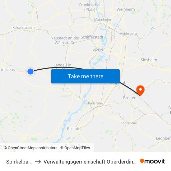 Spirkelbach to Verwaltungsgemeinschaft Oberderdingen map