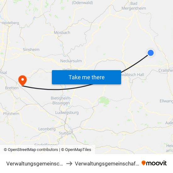 Verwaltungsgemeinschaft Gerabronn to Verwaltungsgemeinschaft Oberderdingen map