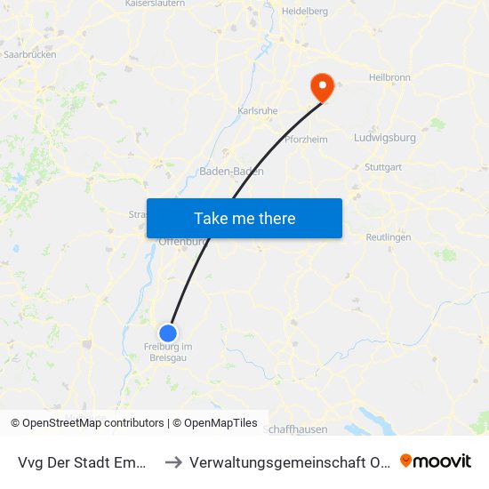 Vvg Der Stadt Emmendingen to Verwaltungsgemeinschaft Oberderdingen map