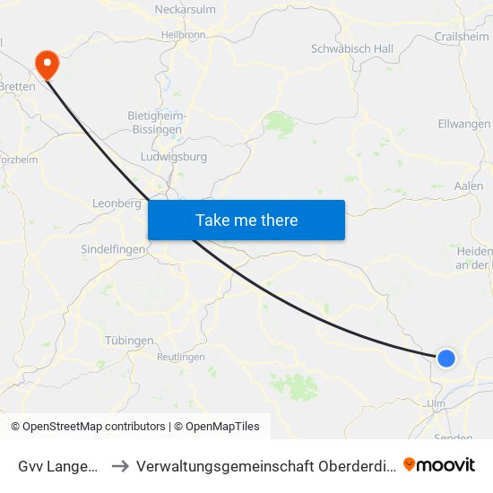 Gvv Langenau to Verwaltungsgemeinschaft Oberderdingen map