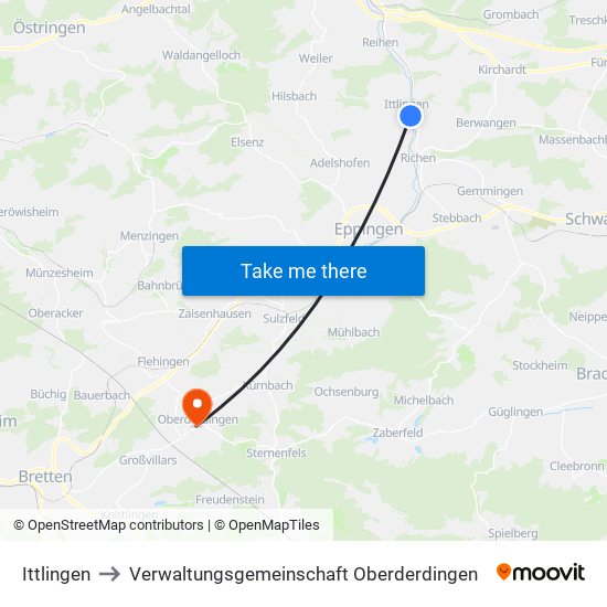 Ittlingen to Verwaltungsgemeinschaft Oberderdingen map