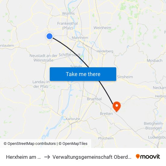 Herxheim am Berg to Verwaltungsgemeinschaft Oberderdingen map