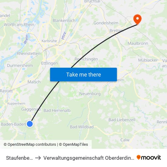 Staufenberg to Verwaltungsgemeinschaft Oberderdingen map