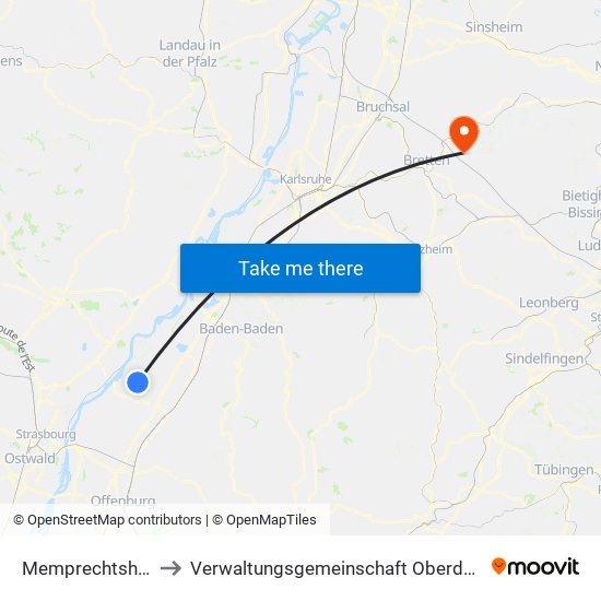 Memprechtshofen to Verwaltungsgemeinschaft Oberderdingen map