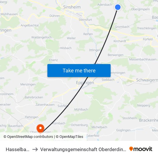 Hasselbach to Verwaltungsgemeinschaft Oberderdingen map