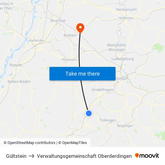 Gültstein to Verwaltungsgemeinschaft Oberderdingen map