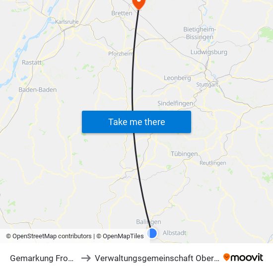 Gemarkung Frommern to Verwaltungsgemeinschaft Oberderdingen map