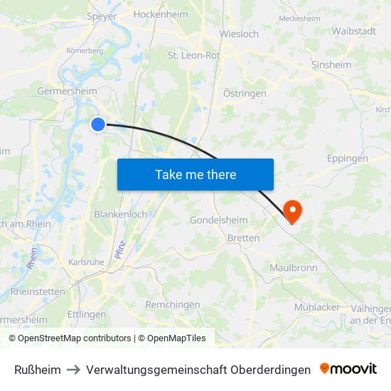 Rußheim to Verwaltungsgemeinschaft Oberderdingen map
