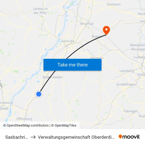 Sasbachried to Verwaltungsgemeinschaft Oberderdingen map