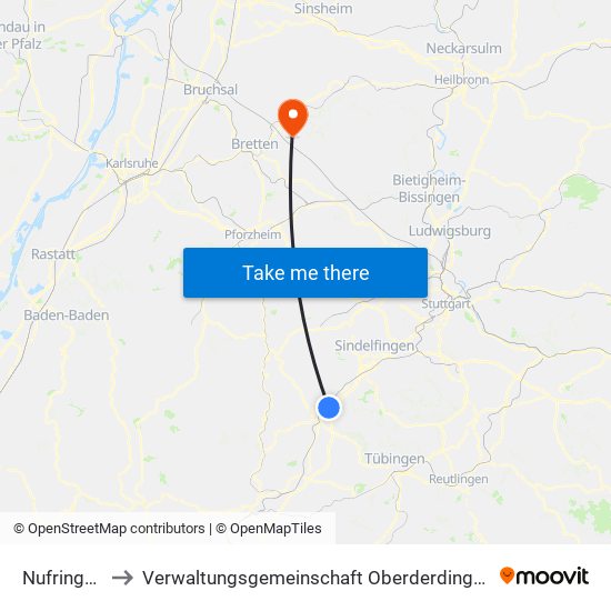 Nufringen to Verwaltungsgemeinschaft Oberderdingen map