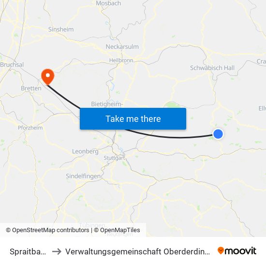 Spraitbach to Verwaltungsgemeinschaft Oberderdingen map