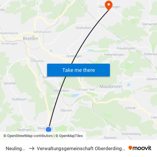 Neulingen to Verwaltungsgemeinschaft Oberderdingen map