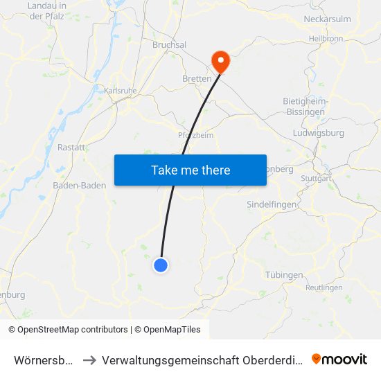 Wörnersberg to Verwaltungsgemeinschaft Oberderdingen map