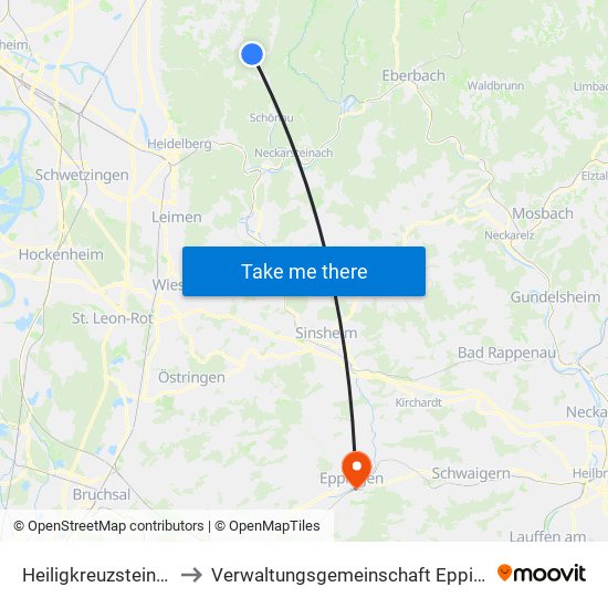 Heiligkreuzsteinach to Verwaltungsgemeinschaft Eppingen map