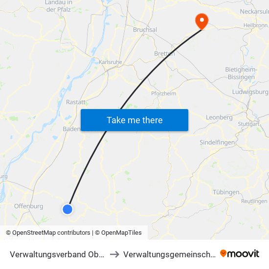 Verwaltungsverband Oberes Renchtal to Verwaltungsgemeinschaft Eppingen map